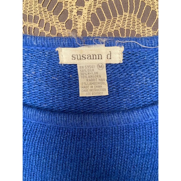 80s Cocktail Sweater Vintage 1980s Blue & Black New Wave Retro Angora Size Large - Picture 7 of 7